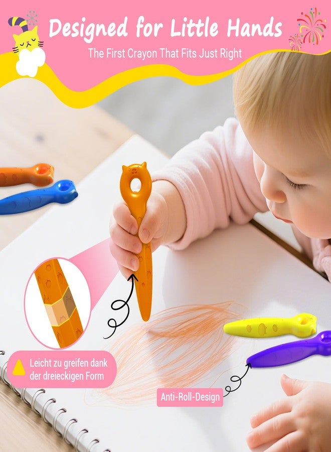 KERIFI Triangle Jumbo Crayons for Toddlers, Mess Free Washable Toddler First Crayons for Kids Ages 1-3 2-4 4-8, Unbreakable Non-Toxic, Easy to hold, Back to School Gifts for Coloring Book (24 Colors) - Image 2